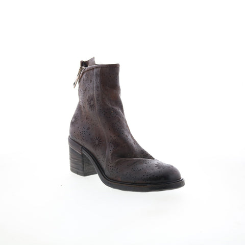A.S. 98 Jase Floral Womens Brown Leather Zipper Casual Dress Boots