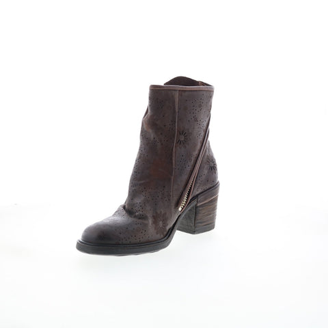 A.S. 98 Jase Floral Womens Brown Leather Zipper Casual Dress Boots