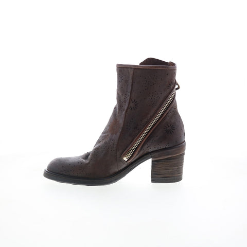 A.S. 98 Jase Floral Womens Brown Leather Zipper Casual Dress Boots