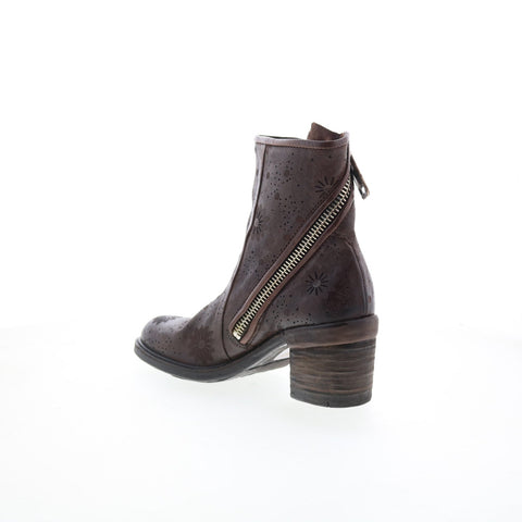 A.S. 98 Jase Floral Womens Brown Leather Zipper Casual Dress Boots