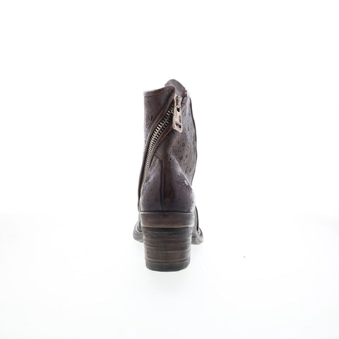 A.S. 98 Jase Floral Womens Brown Leather Zipper Casual Dress Boots