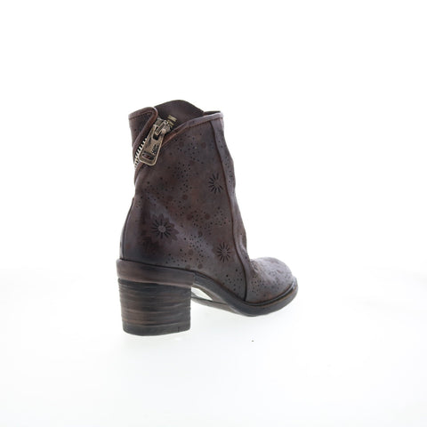 A.S. 98 Jase Floral Womens Brown Leather Zipper Casual Dress Boots