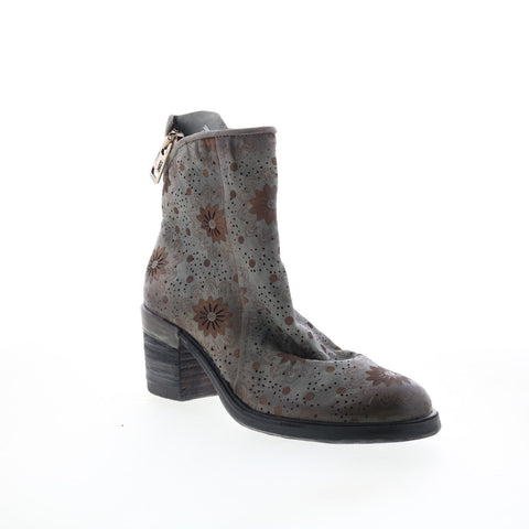 A.S. 98 Jase Floral Womens Gray Leather Zipper Casual Dress Boots