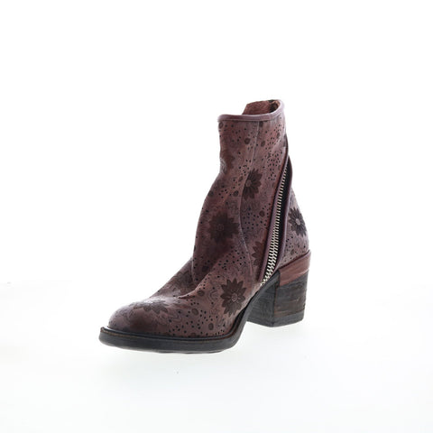 A.S. 98 Jase Floral Womens brown Leather Zipper Casual Dress Boots