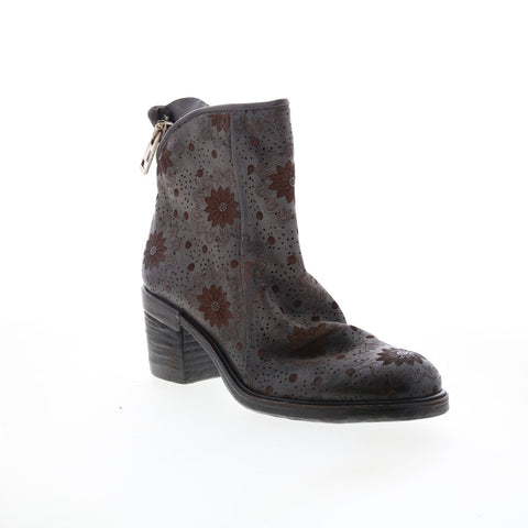 A.S. 98 Jase Floral Womens Gray Leather Zipper Casual Dress Boots