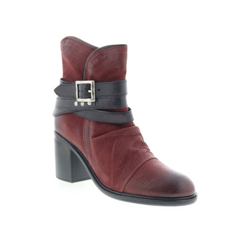 Miz Mooz Jaycee Womens Burgundy Leather Zipper Ankle & Booties Boots