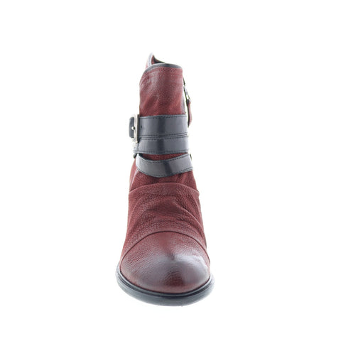 Miz Mooz Jaycee Womens Burgundy Leather Zipper Ankle & Booties Boots