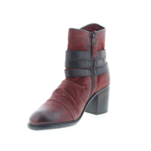Miz Mooz Jaycee Womens Burgundy Leather Zipper Ankle & Booties Boots