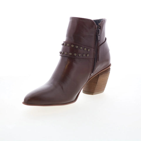 Miz Mooz Jayda Womens Brown Leather Zipper Ankle & Booties Boots
