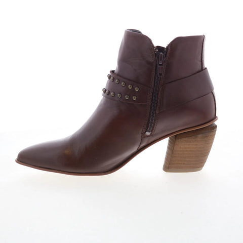 Miz Mooz Jayda Womens Brown Leather Zipper Ankle & Booties Boots