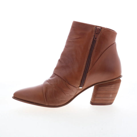 Miz Mooz Jeanie Womens Brown Leather Zipper Ankle & Booties Boots