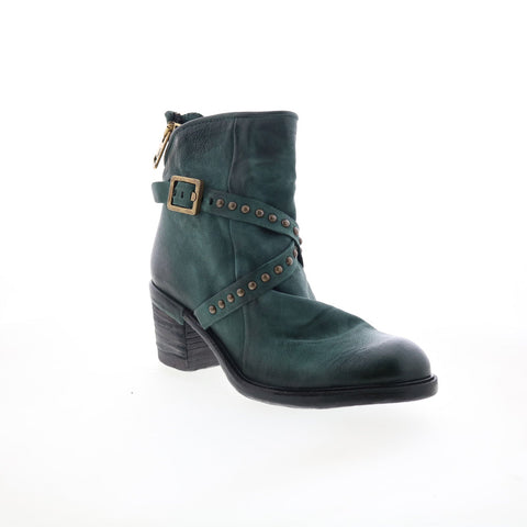 A.S. 98 Jeffy Womens Green Leather Zipper Casual Dress Boots