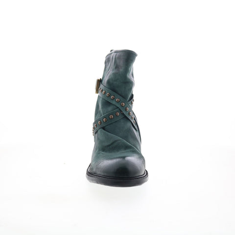 A.S. 98 Jeffy Womens Green Leather Zipper Casual Dress Boots