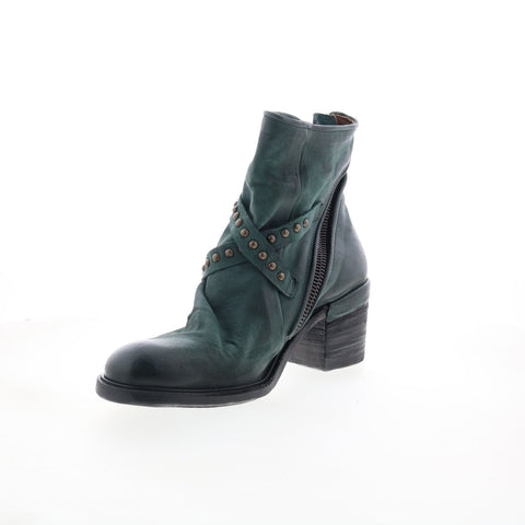 A.S. 98 Jeffy Womens Green Leather Zipper Casual Dress Boots