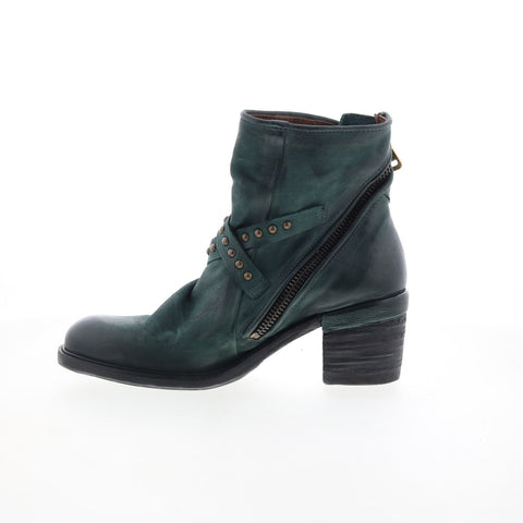 A.S. 98 Jeffy Womens Green Leather Zipper Casual Dress Boots