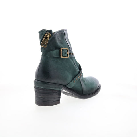 A.S. 98 Jeffy Womens Green Leather Zipper Casual Dress Boots