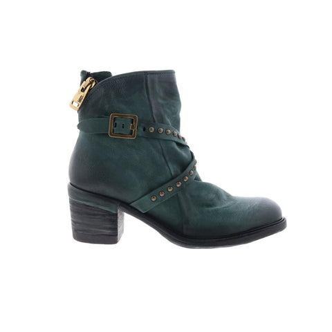 A.S. 98 Jeffy Womens Green Leather Zipper Casual Dress Boots
