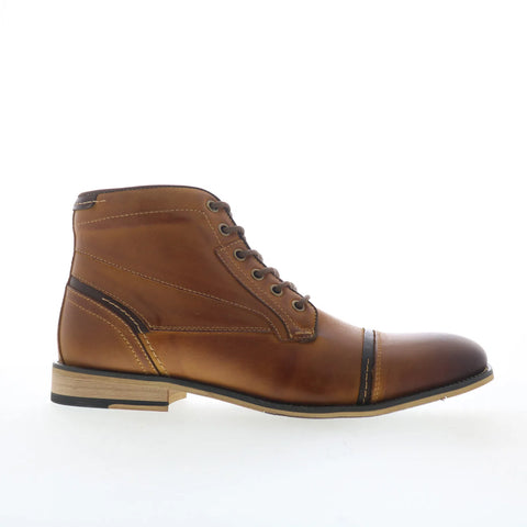 Steve Madden Jefries JEFR01M1 Mens Brown Leather Lace Up Casual Dress Boots