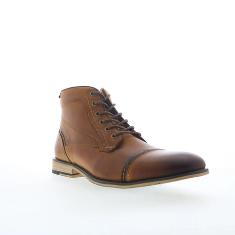 Steve Madden Jefries JEFR01M1 Mens Brown Leather Lace Up Casual Dress Boots