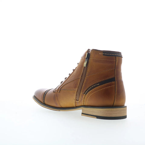 Steve Madden Jefries JEFR01M1 Mens Brown Leather Lace Up Casual Dress Boots