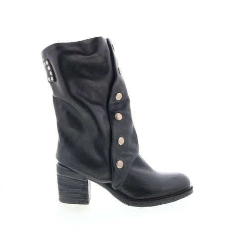 A.S. 98 Jensen Womens Black Leather Zipper Ankle & Booties Boots