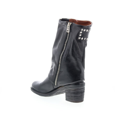 A.S. 98 Jensen Womens Black Leather Zipper Ankle & Booties Boots