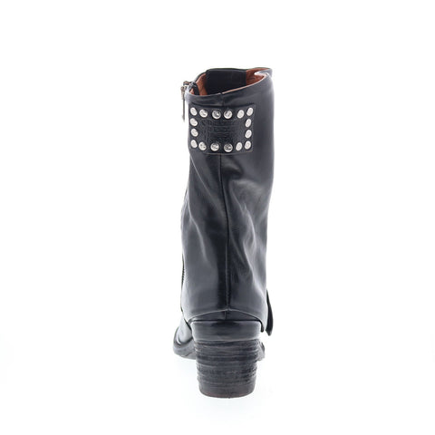 A.S. 98 Jensen Womens Black Leather Zipper Ankle & Booties Boots