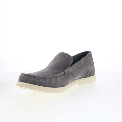 Rockport Jensen Mens Gray Wide Suede Slip On Loafers & Slip Ons Casual Shoes