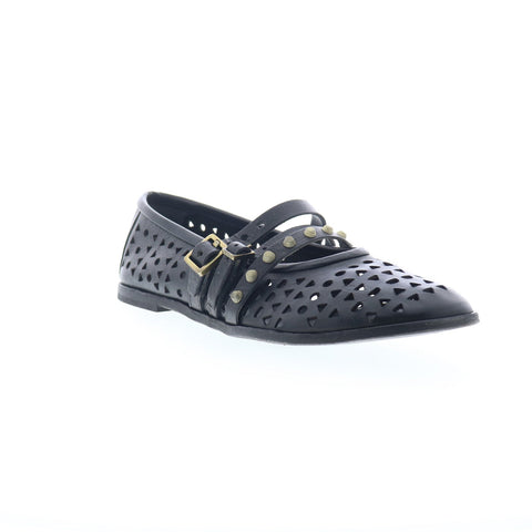 A.S. 98 Jett Womens Black Leather Hook & Loop Loafer Flats Shoes