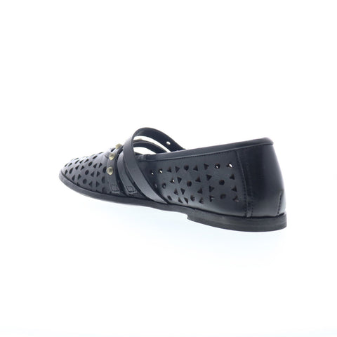 A.S. 98 Jett Womens Black Leather Hook & Loop Loafer Flats Shoes