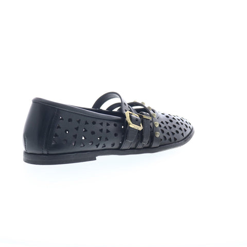 A.S. 98 Jett Womens Black Leather Hook & Loop Loafer Flats Shoes