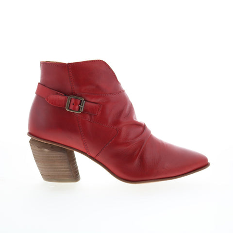 Miz Mooz Joella Womens Red Leather Zipper Ankle & Booties Boots