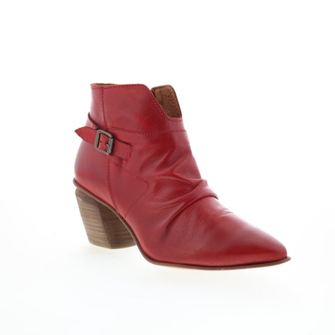 Miz Mooz Joella Womens Red Leather Zipper Ankle & Booties Boots