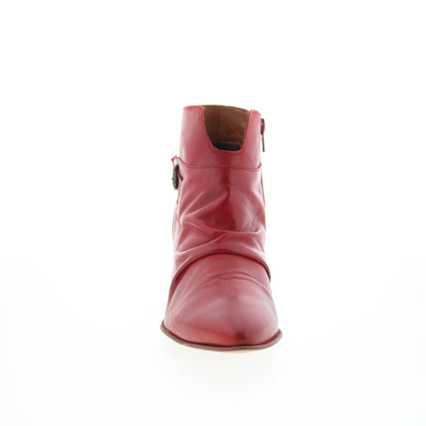 Miz Mooz Joella Womens Red Leather Zipper Ankle & Booties Boots
