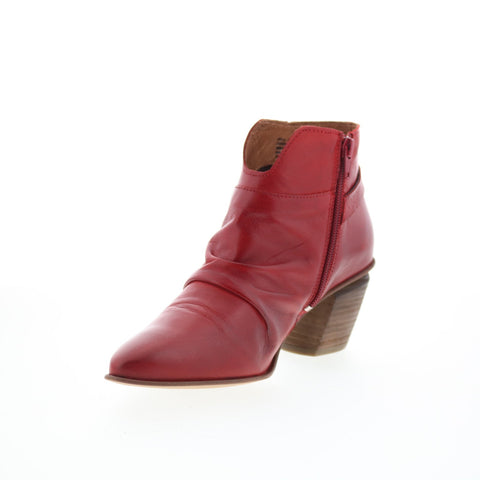 Miz Mooz Joella Womens Red Leather Zipper Ankle & Booties Boots