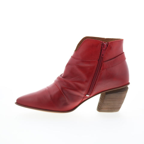 Miz Mooz Joella Womens Red Leather Zipper Ankle & Booties Boots