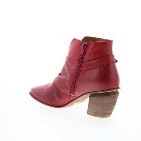 Miz Mooz Joella Womens Red Leather Zipper Ankle & Booties Boots