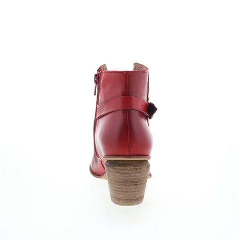Miz Mooz Joella Womens Red Leather Zipper Ankle & Booties Boots