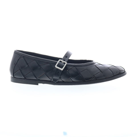A.S. 98 Jordan Womens Black Leather Hook & Loop Mary Jane Flats Shoes