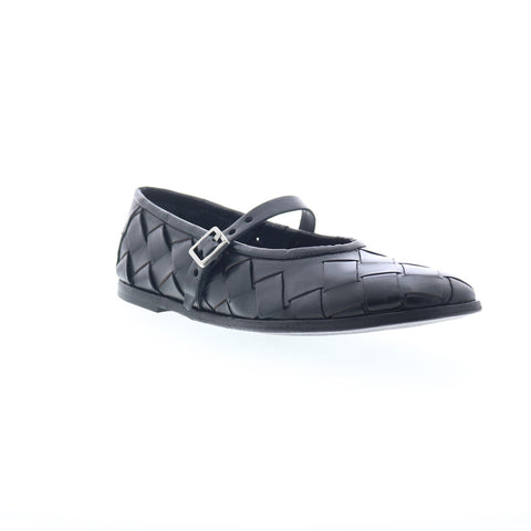 A.S. 98 Jordan Womens Black Leather Hook & Loop Mary Jane Flats Shoes