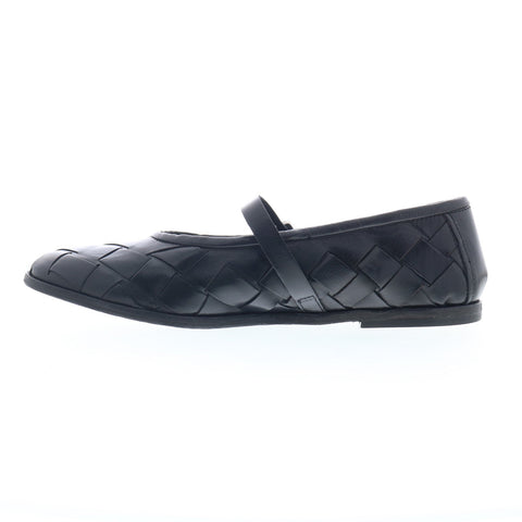 A.S. 98 Jordan Womens Black Leather Hook & Loop Mary Jane Flats Shoes