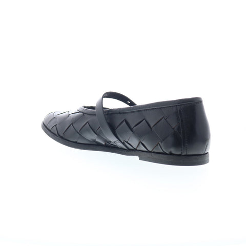 A.S. 98 Jordan Womens Black Leather Hook & Loop Mary Jane Flats Shoes