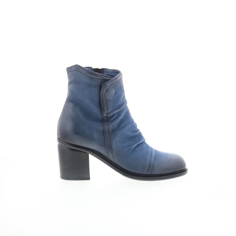 Miz Mooz Jordy Womens Blue Leather Zipper Ankle & Booties Boots