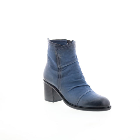 Miz Mooz Jordy Womens Blue Leather Zipper Ankle & Booties Boots