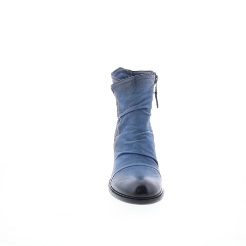 Miz Mooz Jordy Womens Blue Leather Zipper Ankle & Booties Boots