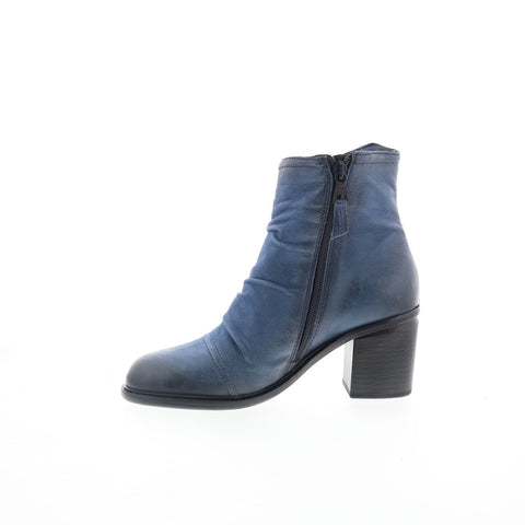 Miz Mooz Jordy Womens Blue Leather Zipper Ankle & Booties Boots