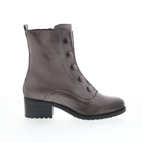 Miz Mooz Jozie Womens Gray Leather Zipper Casual Dress Boots
