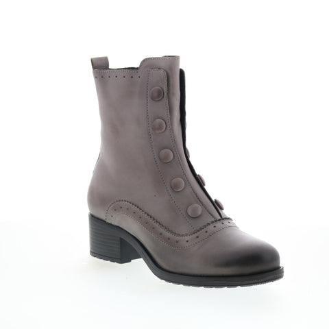 Miz Mooz Jozie Womens Gray Leather Zipper Casual Dress Boots