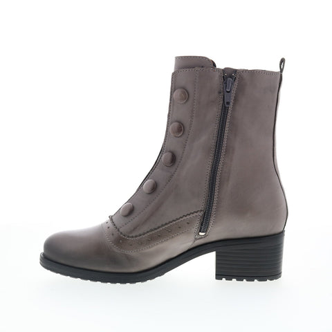 Miz Mooz Jozie Womens Gray Leather Zipper Casual Dress Boots