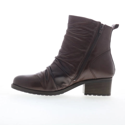 Miz Mooz Juliena Womens Brown Leather Zipper Ankle & Booties Boots